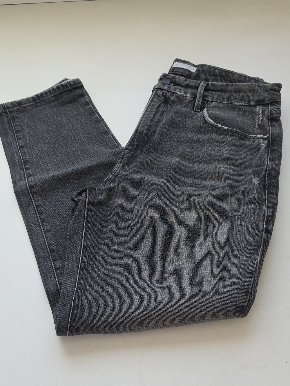 Good American Black Washed Straight Jeans